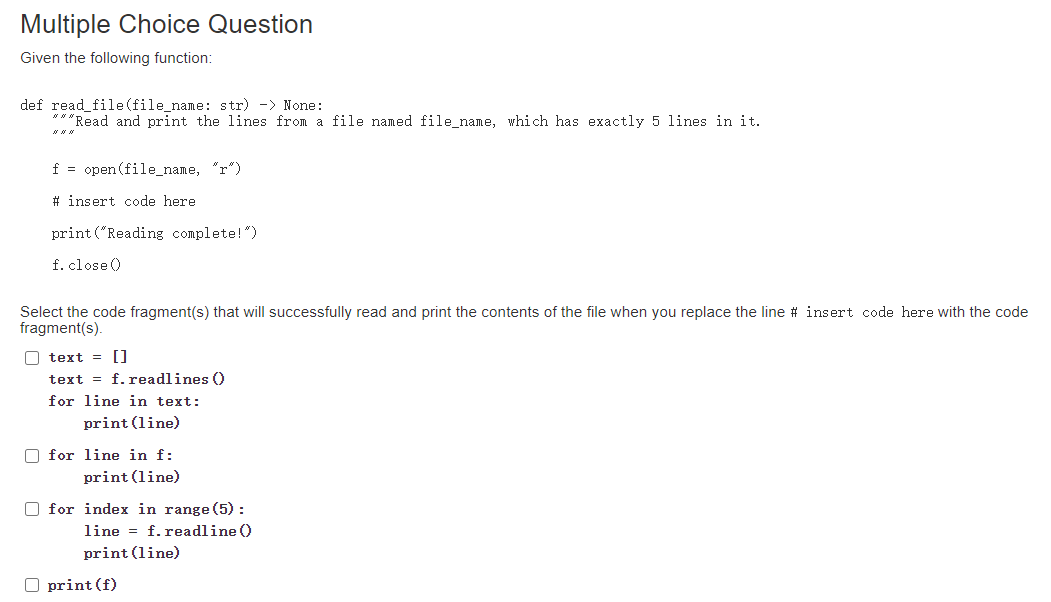Select the call(s) on function open that do what the comment says.