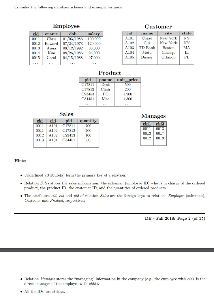  SQL queries: 1. Returns all the employees and their average sales