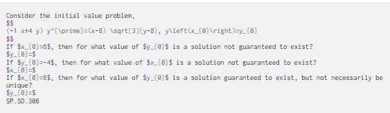Consider the initial value problem, $$ (-1 x+4 y) y^{\prime}=(x-8) \sqrt{3}{y-8),
