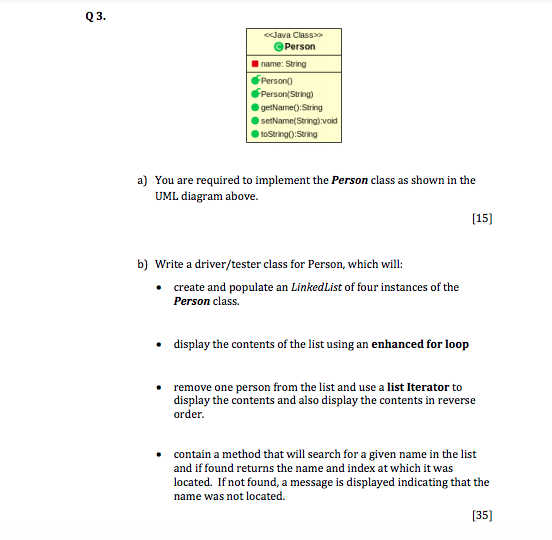  could you write in java please thanks Q3. Java Class>> Person