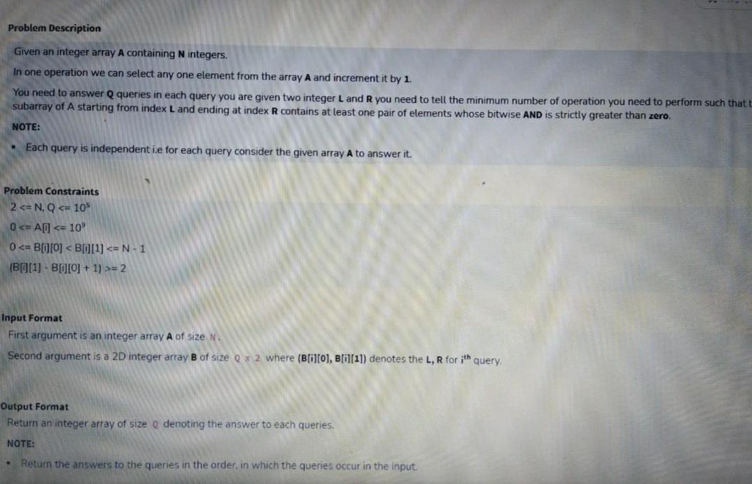  c++ code please Problem Description Given an integer array A containing