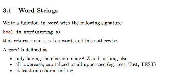 **Has to be in C++ 3.1 Word Strings Write a function
