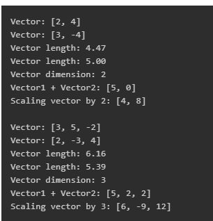 its output: Output: The program above uses the class Vector which you