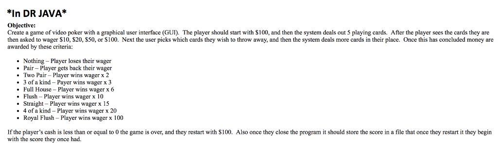 Write in DR JAVA *In DR JAVA* Objective: Create a game of