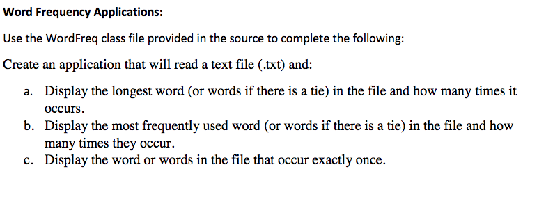 Java package ch07.apps; import java.io.*; import java.util.Scanner; import ch07.trees.*; import support.WordFreq; public