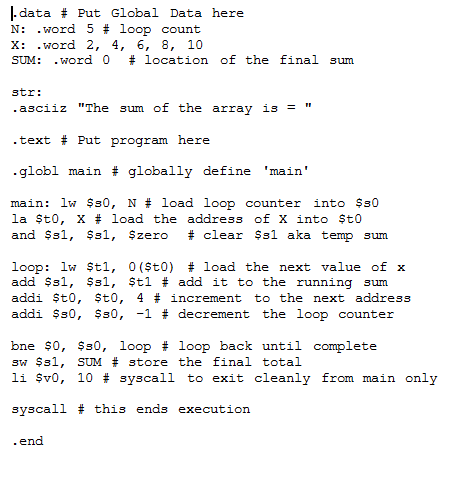  MIPSMisc.asm .data # Put Global Data here N: .word 5 #