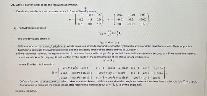  -Od 23. Write a python code to do the following operations