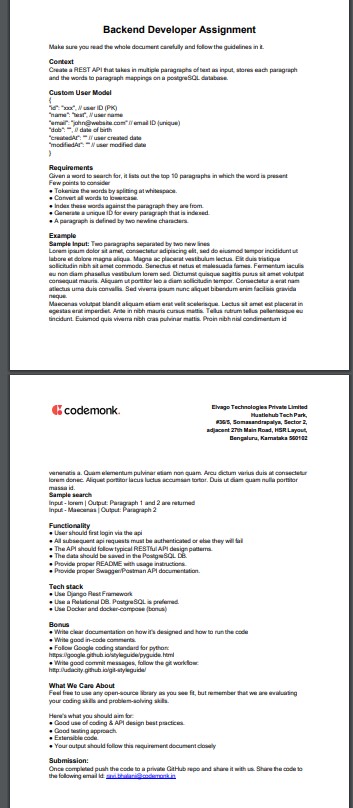  Backend Developer Assignment Make sure you nead the whale document carstully