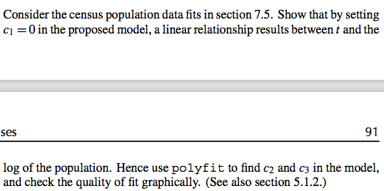 I need help solving this Matlab question. Census poupation data fit from