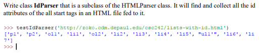 Template give: https://drive.google.com/file/d/192-6jaal_f7MDzTMtSkmaLUb3iUkCjaj/view?usp=sharing (python 3) Write class Id Parser that is