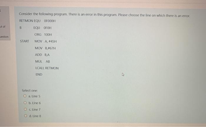  Consider the following program. There is an error in this program.