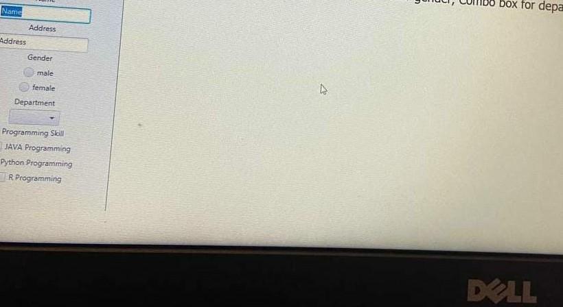  Write javaFX program to design the form below. Use RadioButton for