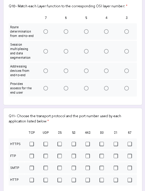  + 010- Match each Layer function to the corresponding OSI layer