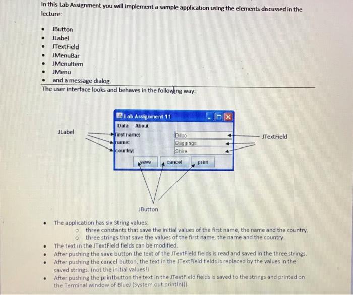  using java In this Lab Assignment you will implement a sample