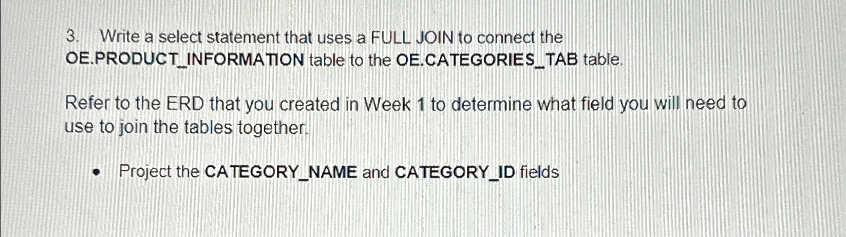 Write a select statement that uses a FULL JOIN to connect