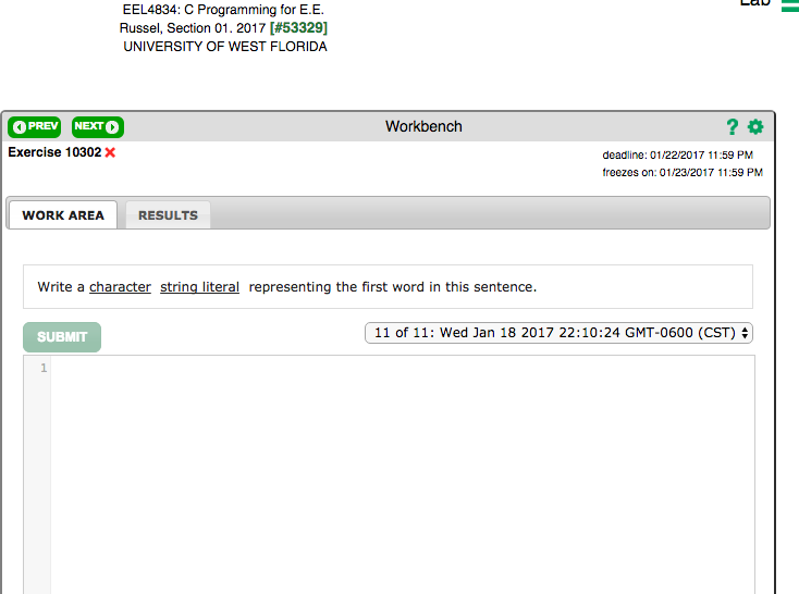  EEL4834: C Programming for E.E. Russel, Section 01.201 7 [#53329] UNIVERSITY