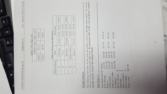 tickets: 2 Kid tickets 100 Invalid option; please restart app