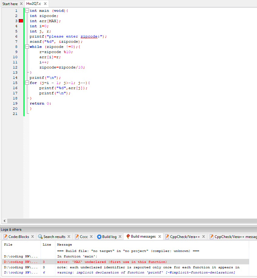 \ Read the zipcode from the user as an integer number, then