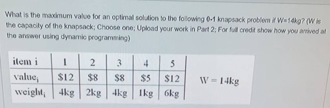  What is the maximum value for an optimal solution to the