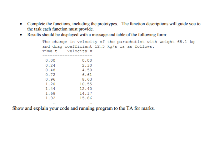 the Free Falling Parachutist - Using Loops to work with Arrays (60