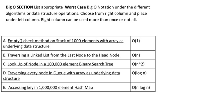  C++ data structures algorithms. Big O Please follow instructions thanks Big