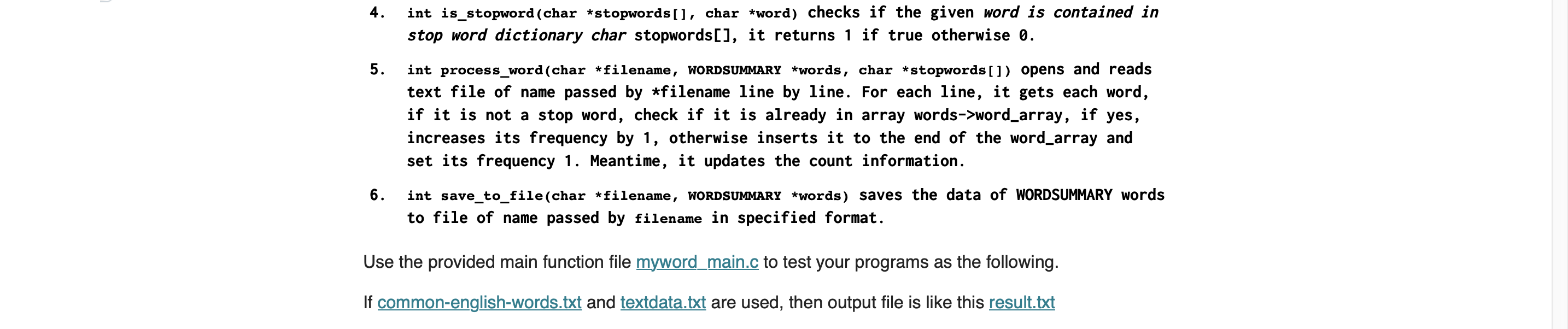 and processes an input text file like this textdata.txt. It retrieves the