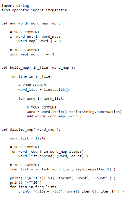 and inspect the output a. Replace each of the lines labeled "YOUR