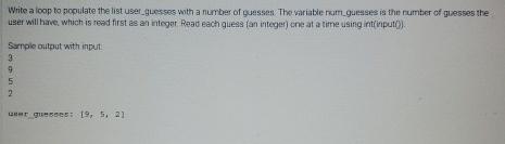  Write a loop to populate the list uset_gLesses with a number