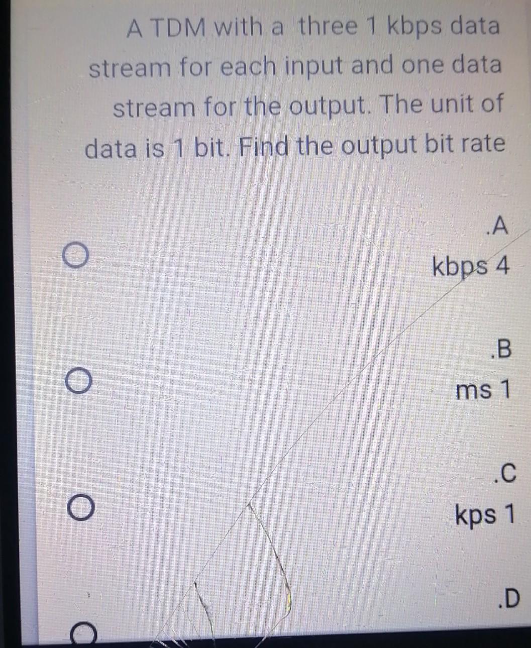  A TDM with a three 1 kbps data stream for each