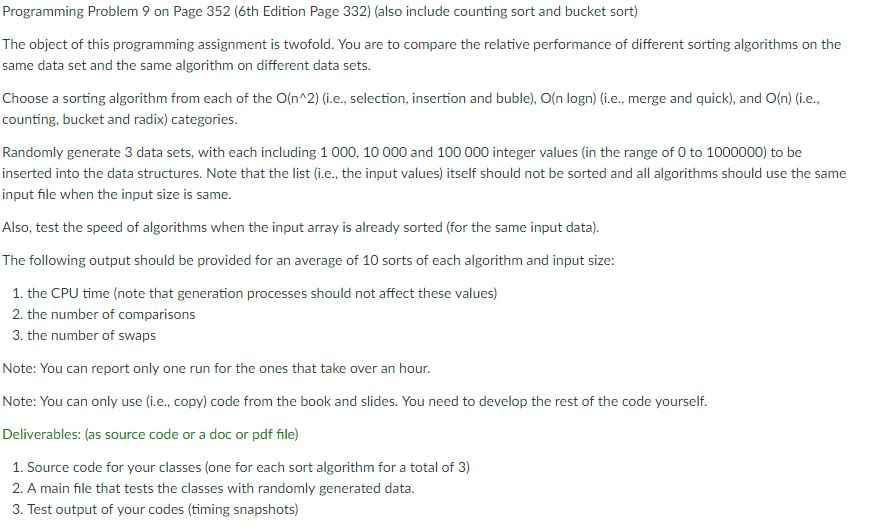 described in this chapter.Testthe sorts onarrays of vari- ous sizes. Arrays ofthe