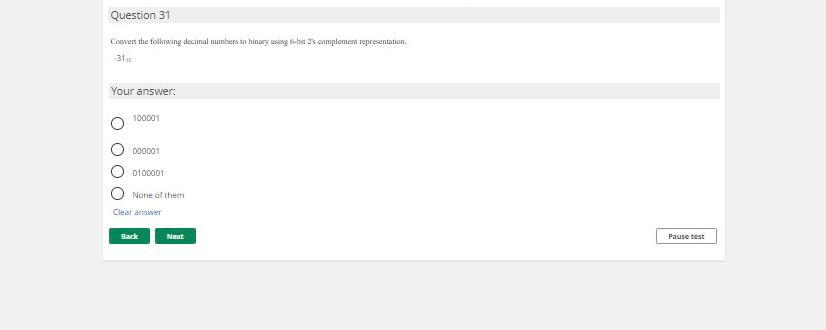  Question 31 Convert the following decimal numbers on binary using t-but