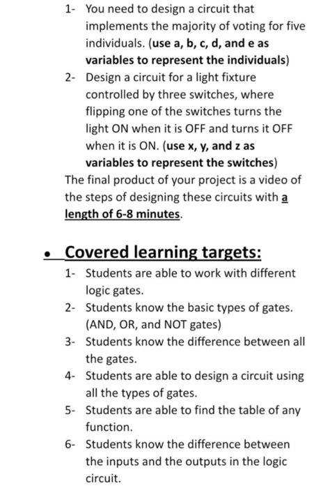 do only question 2 1. You need to design a circuit