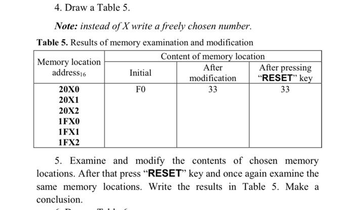  4. Draw a Table 5. Note: instead of X write a