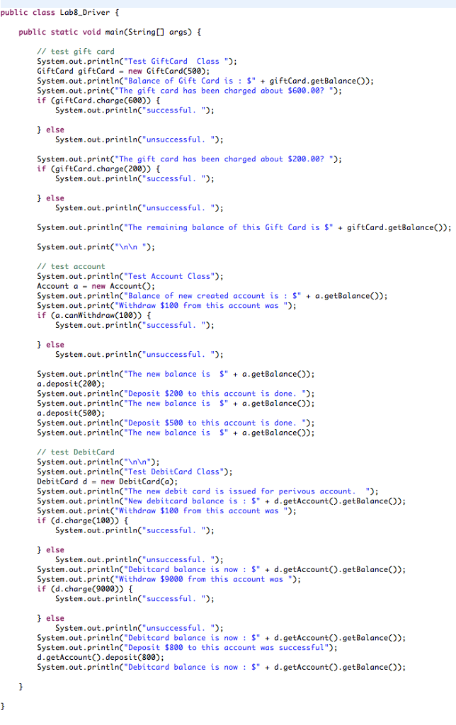 JAVA In this lab, you will be making a small class hierarchy