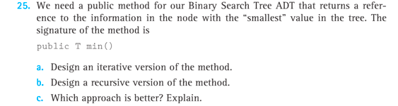  We need a public method for our Binary Search Tree ADT