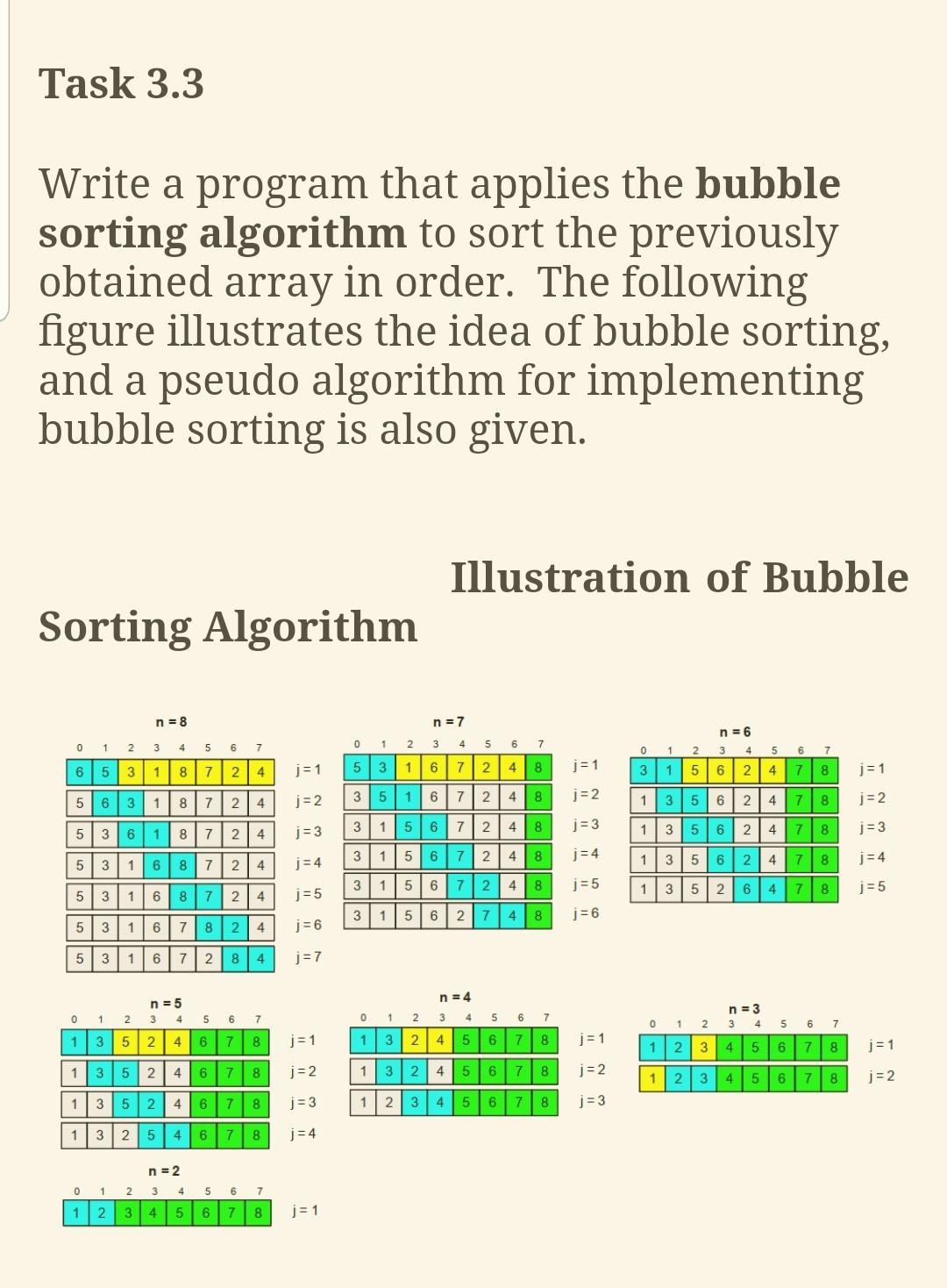  c++ Task 3.3 Write a program that applies the bubble sorting