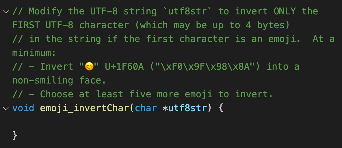 In C plz! v // Modify the UTF-8 string 'utf8str to invert