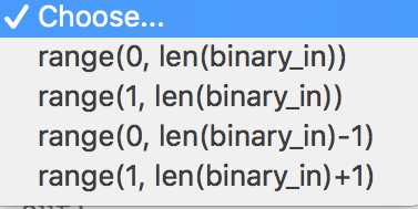 Part A of the problem Here are the options for Part B