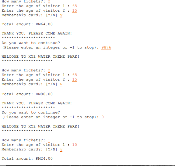 you are asked to develop a program for the XYZ Water Theme