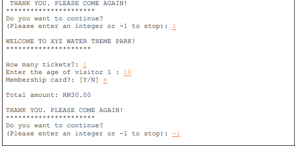 Park that will calculate the total price of ticket that need to