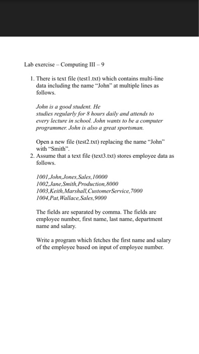  Lab exercise Computing III 9 1. There is text file (testl.txt)