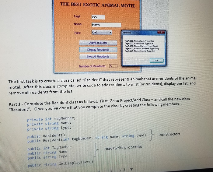 This is to be writen in C# Programming language. THE BEST EXOTIC