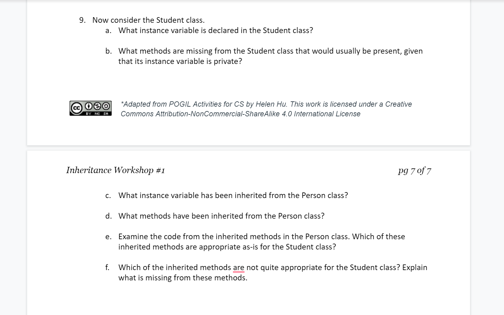 a. Which class is the instance variable? b. What is the other