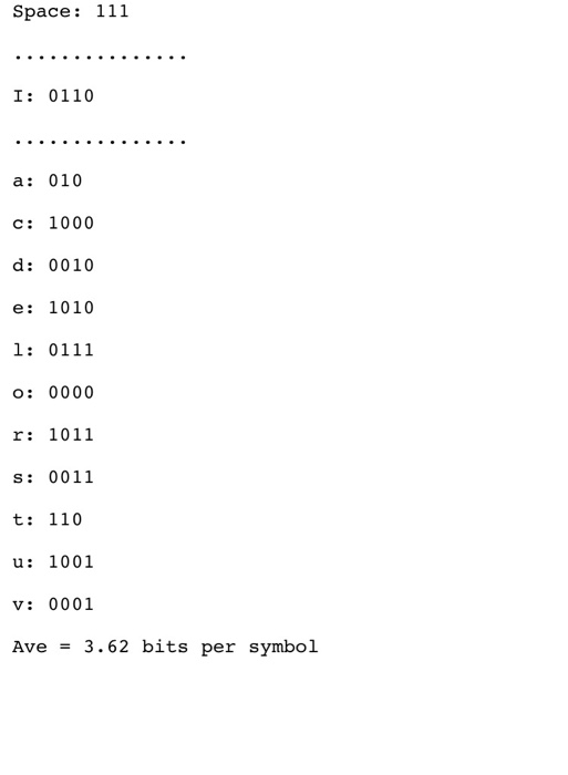 You are required to write a Huffman code encoder Details Name your