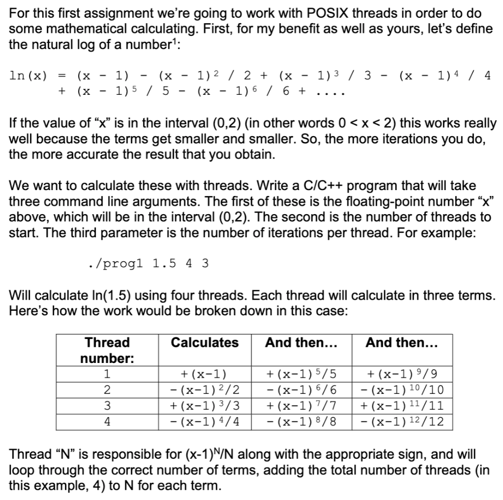  For this first assignment we're going to work with POSIX threads