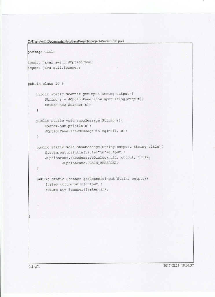 and a diamond. need help please.The IO class im using for the