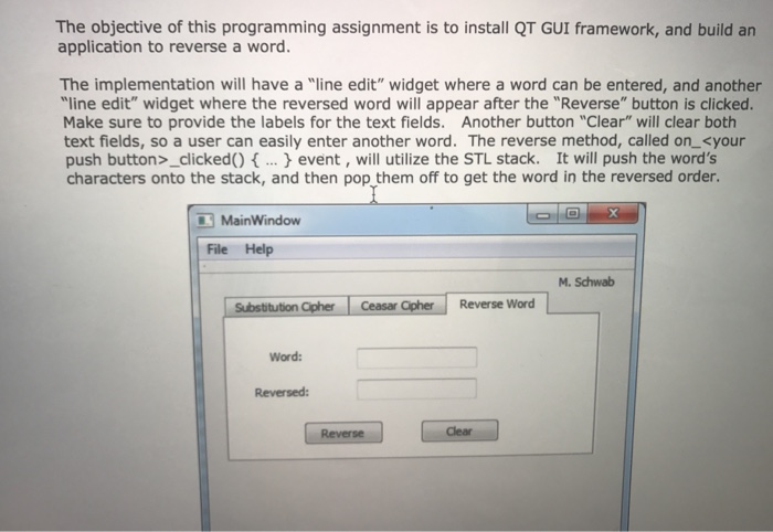  Need help with QT GUI App using c++ The objective of