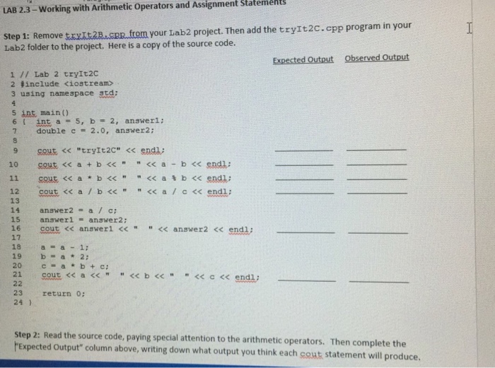  LAB 2.3-Working with Arithmetic Operators and Assignment Step 1: Remove txzIt2RGEB..tom