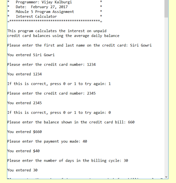 Applications with C++ Program Assignment Credit Card Interest Calculator Purpose Write a