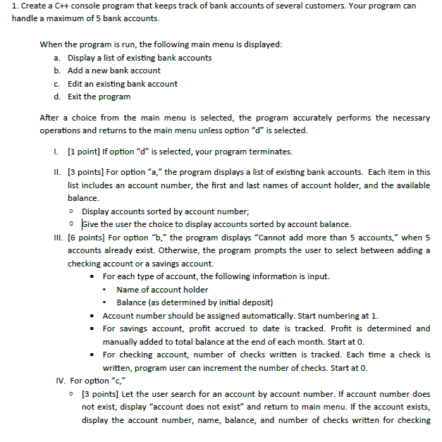create a program in c++ using visual studio. 1. Create a C++